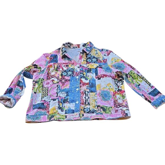 Serengeti Jackets & Blazers - Vintage Serengeti Plus Size 1X JacketButton Down Patchwork Colorful Pockets
